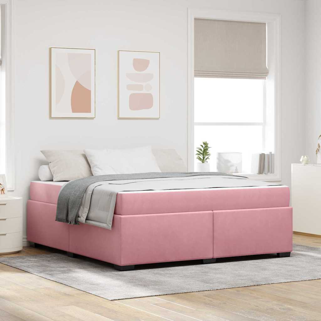Estrutura da Cama com colchão Rosa 180 x 200 cm Veludo