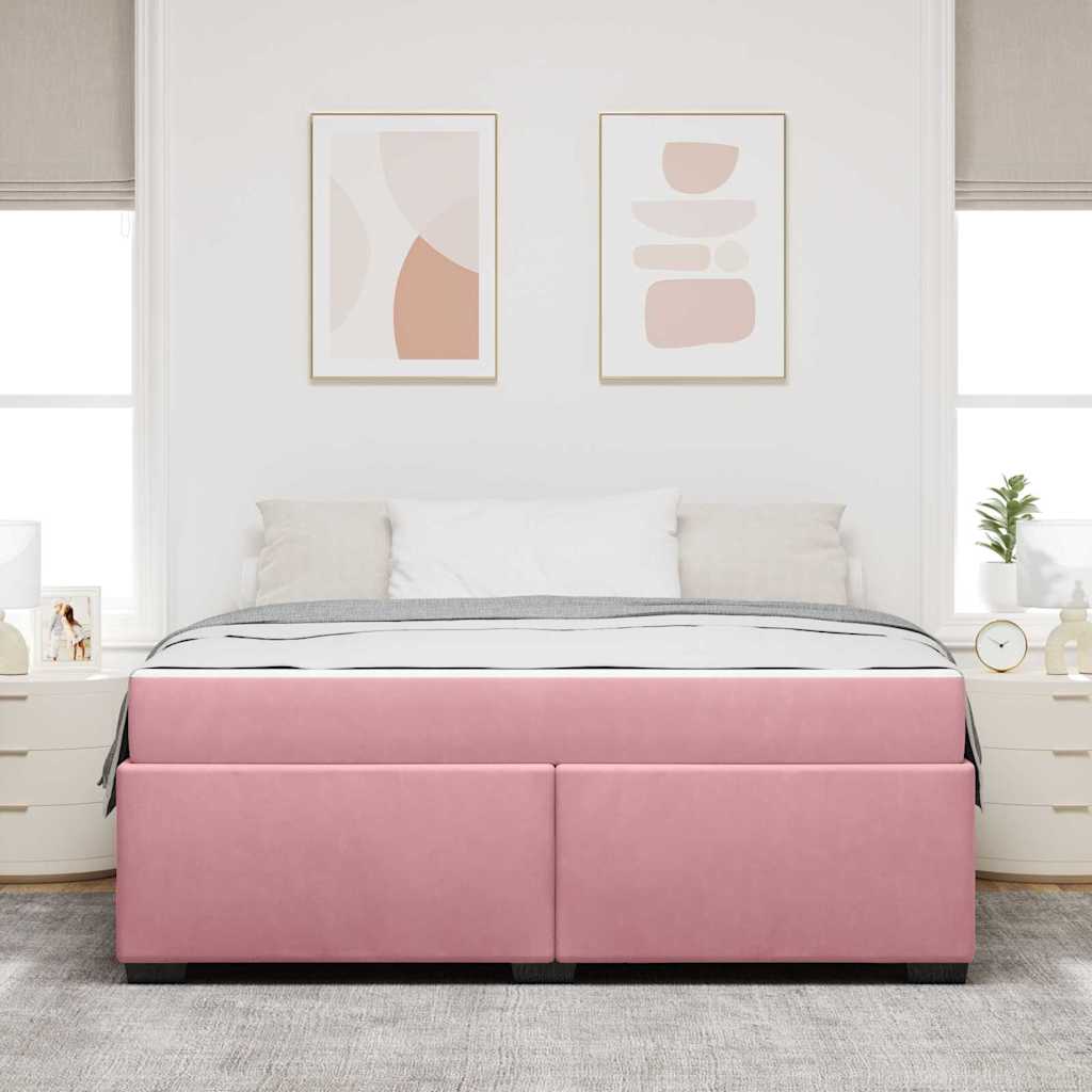 Estrutura da Cama com colchão Rosa 180 x 200 cm Veludo