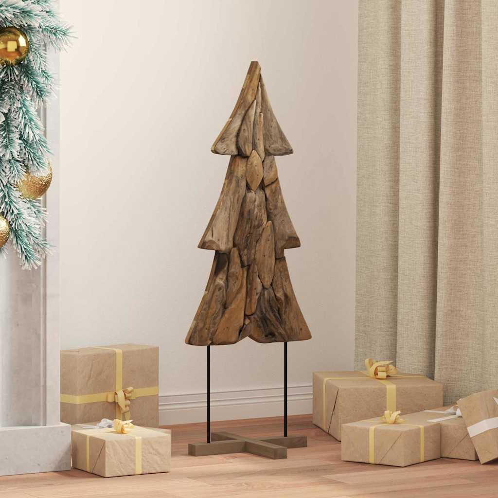 Árvore de Natal Castanho 90 cm Madeira de teca maciça