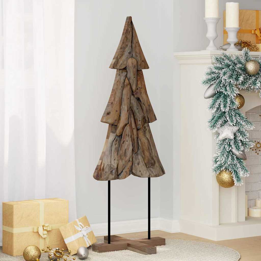Árvore de Natal Castanho 90 cm Madeira de teca maciça