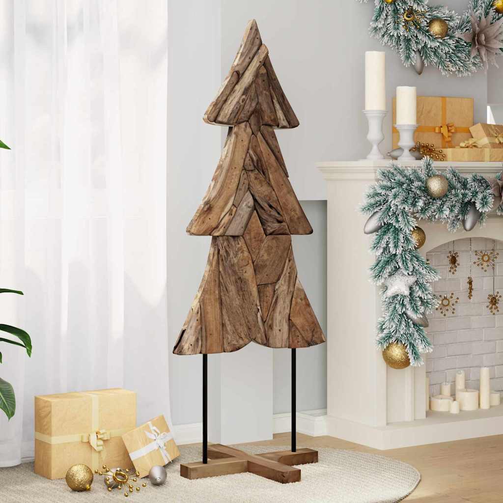 Árvore de Natal Castanho 90 cm Madeira de teca maciça