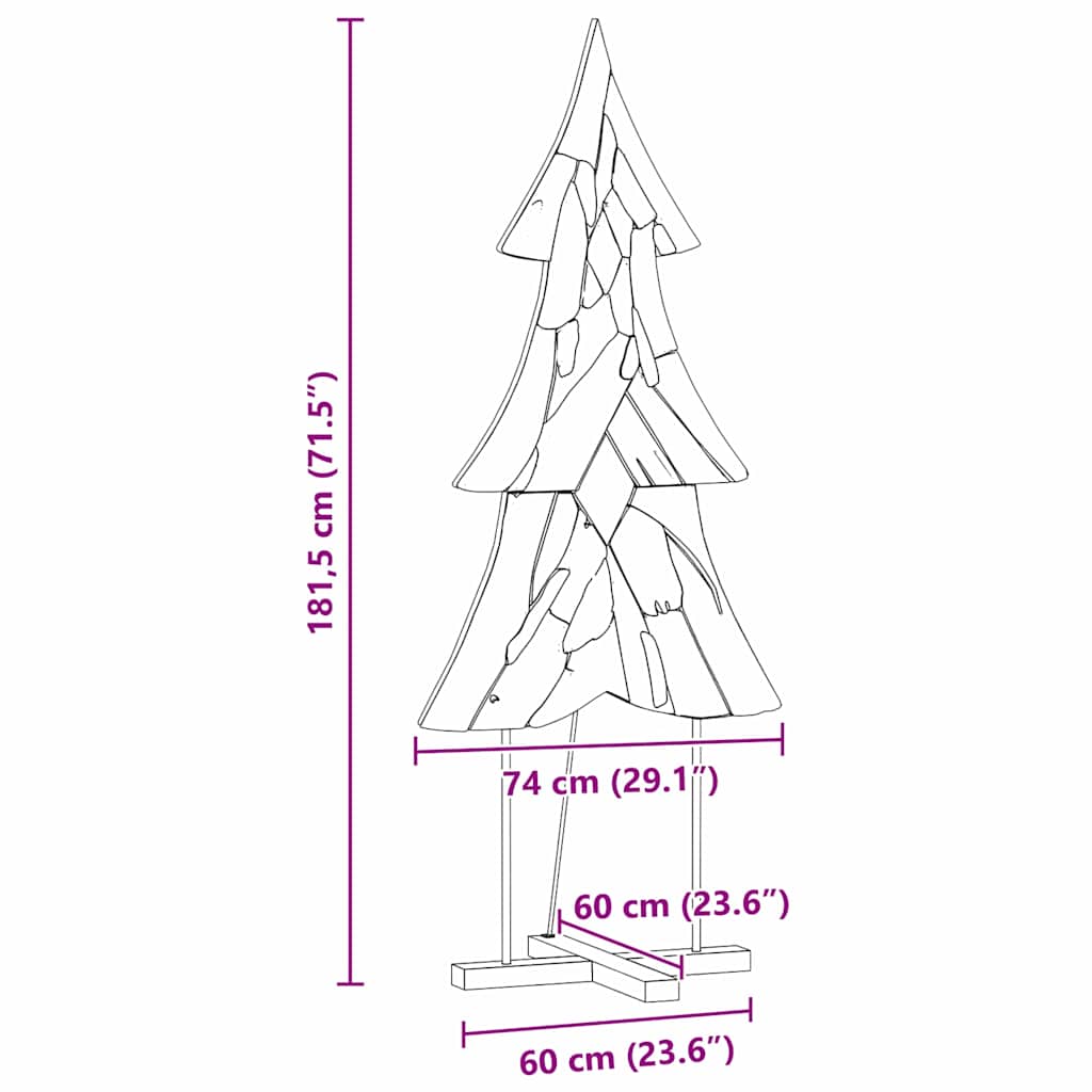 Árvore de Natal Castanho 90 cm Madeira de teca maciça