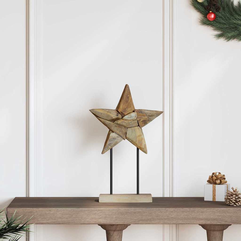 Estrela de Natal Castanho 30 x 5 x 45 cm Madeira de Teca Sólida