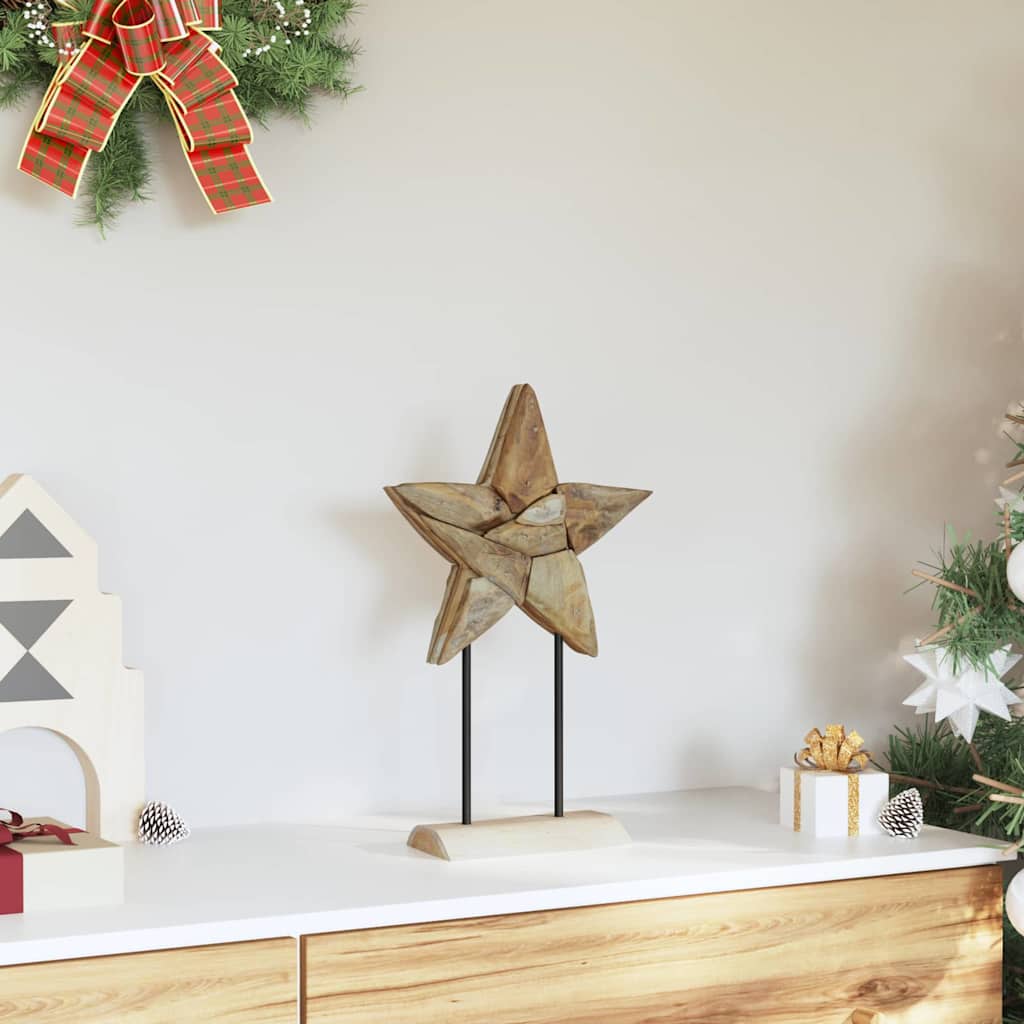 Estrela de Natal Castanho 30 x 5 x 45 cm Madeira de Teca Sólida