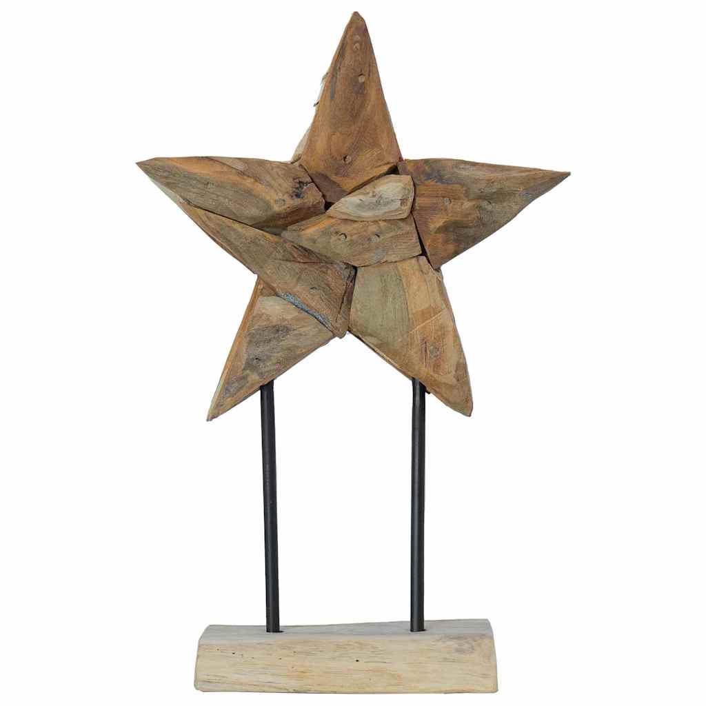 Estrela de Natal Castanho 30 x 5 x 45 cm Madeira de Teca Sólida