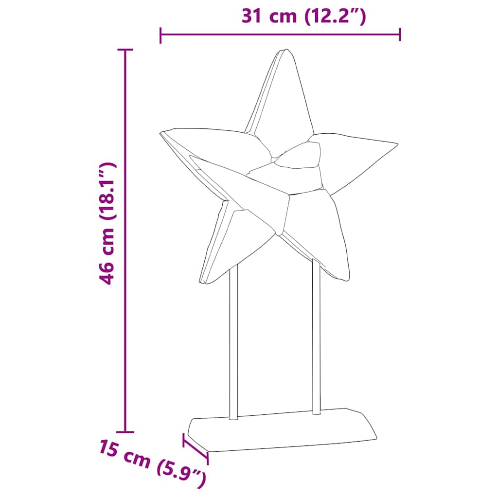 Estrela de Natal Castanho 30 x 5 x 45 cm Madeira de Teca Sólida