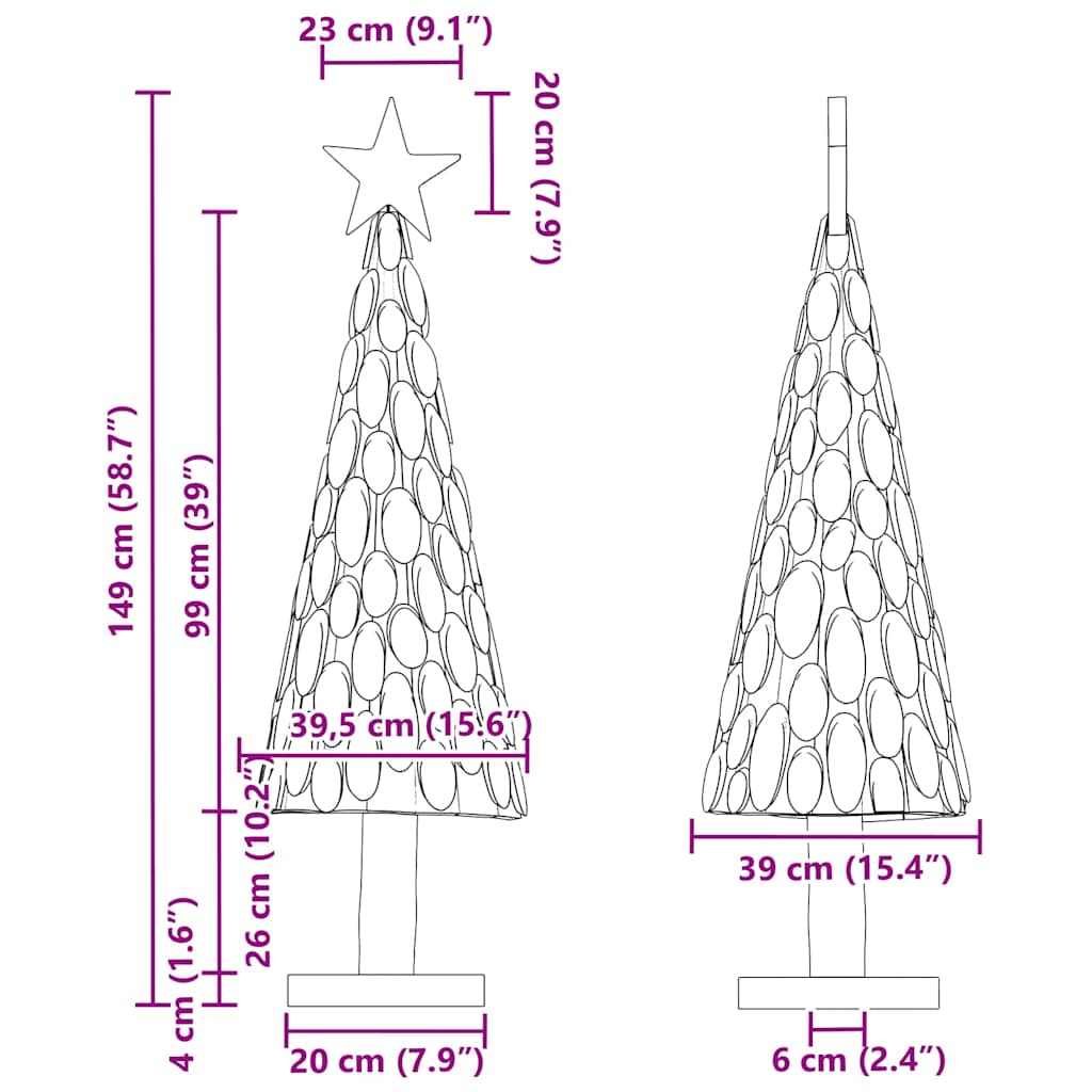 Árvore de Natal Castanho 60 cm Madeira de teca maciça
