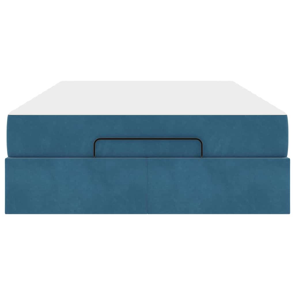 Estrutura da Cama com colchão Azul 140 x 190 cm Veludo