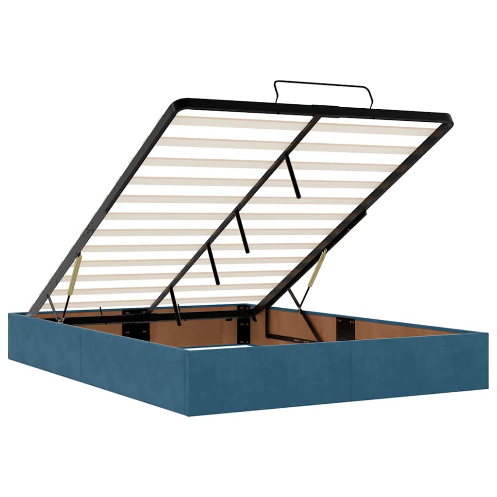 Estrutura da Cama com colchão Azul 140 x 190 cm Veludo