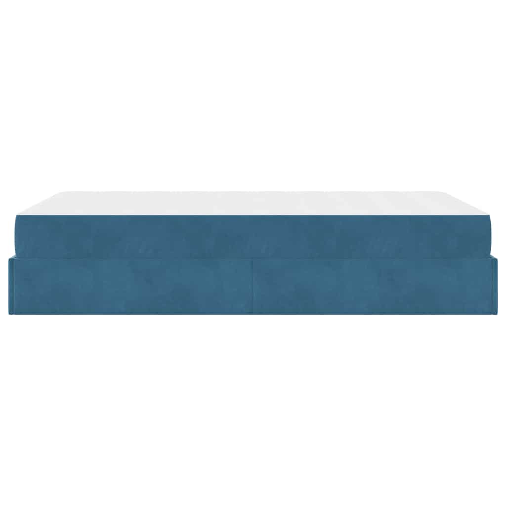 Estrutura da Cama com colchão Azul 140 x 190 cm Veludo