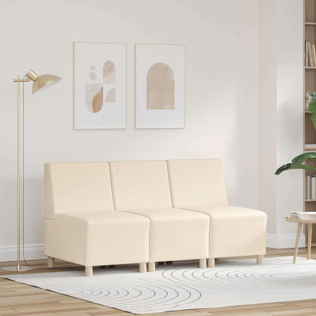 Unidade de Sofá Modular Sem Braços 3 pcs Creme 55 x 74 x 82 cm