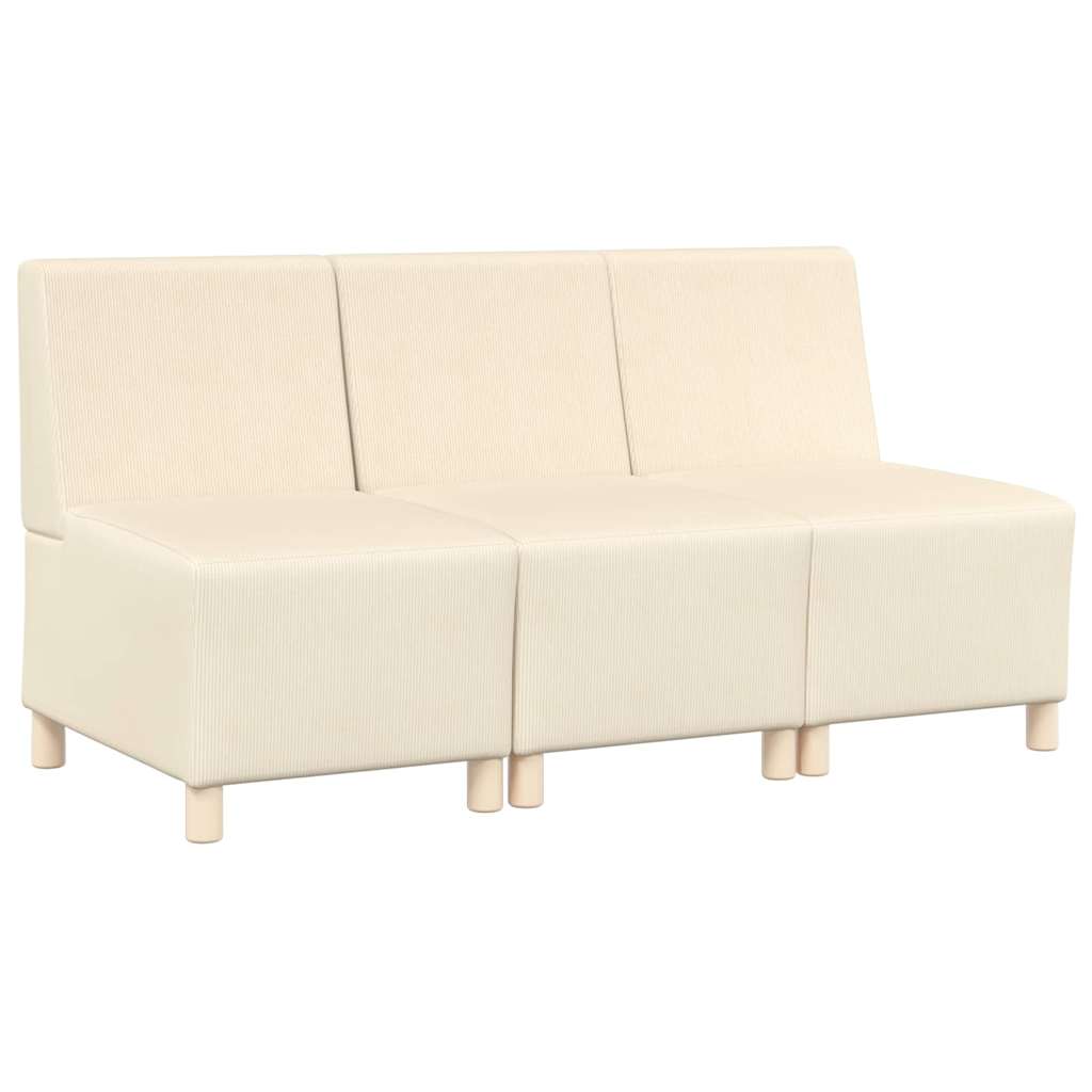 Unidade de Sofá Modular Sem Braços 3 pcs Creme 55 x 74 x 82 cm