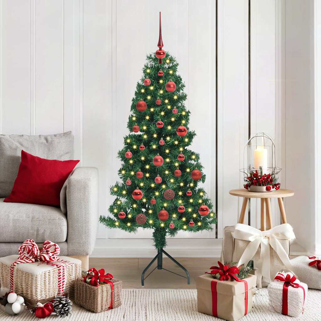 Árvore de Natal artificial de canto Verde 120 cm PVC e Metal