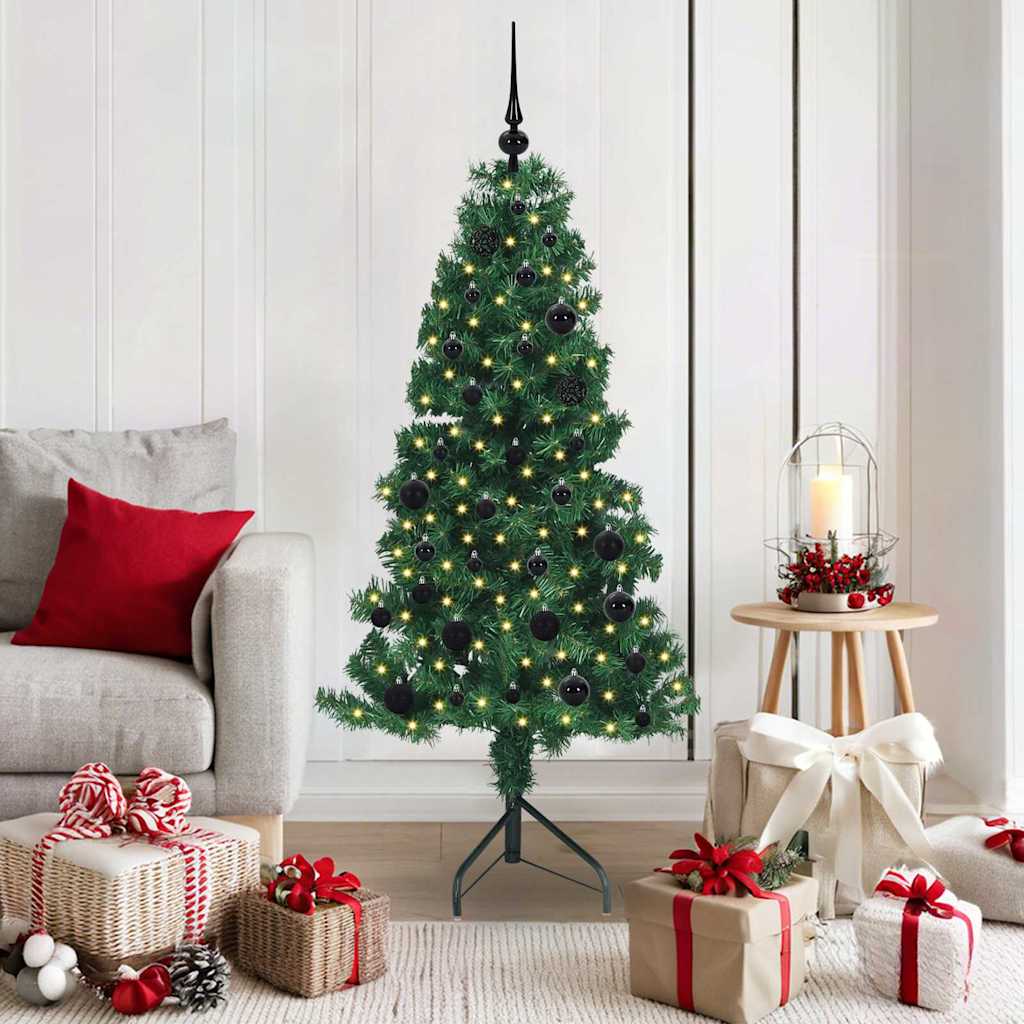 Árvore de Natal artificial de canto Verde 120 cm PVC e Metal