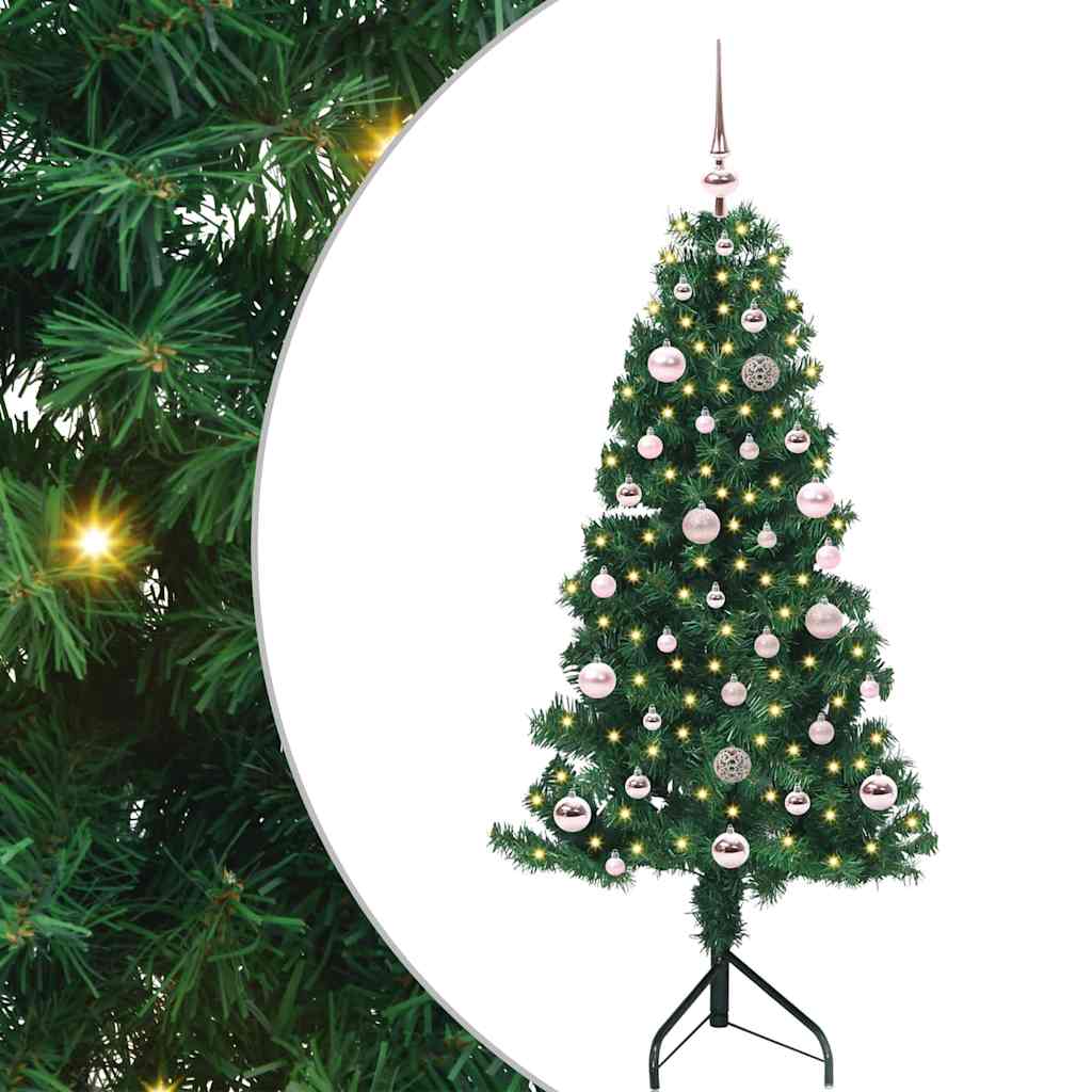 Árvore de Natal artificial de canto Verde 120 cm PVC e Metal