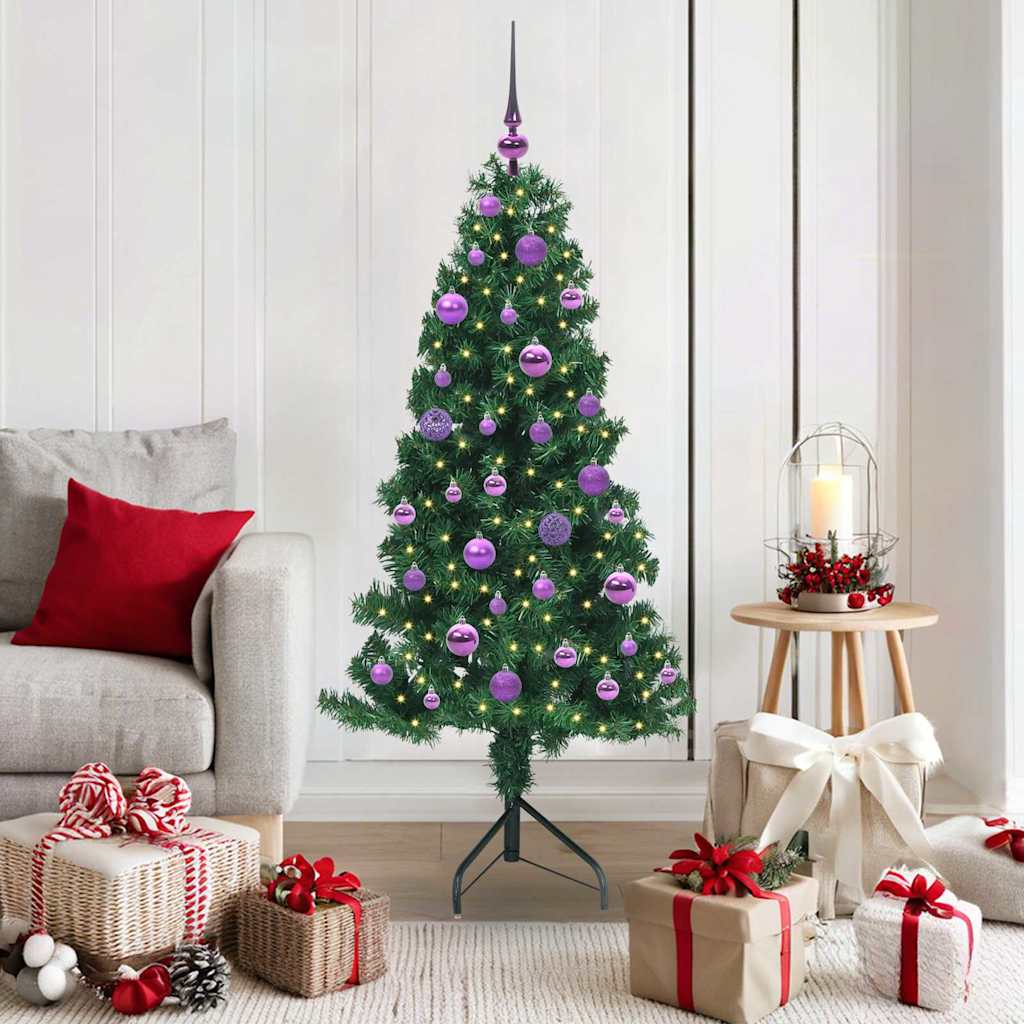Árvore de Natal artificial de canto Verde 120 cm PVC e Metal