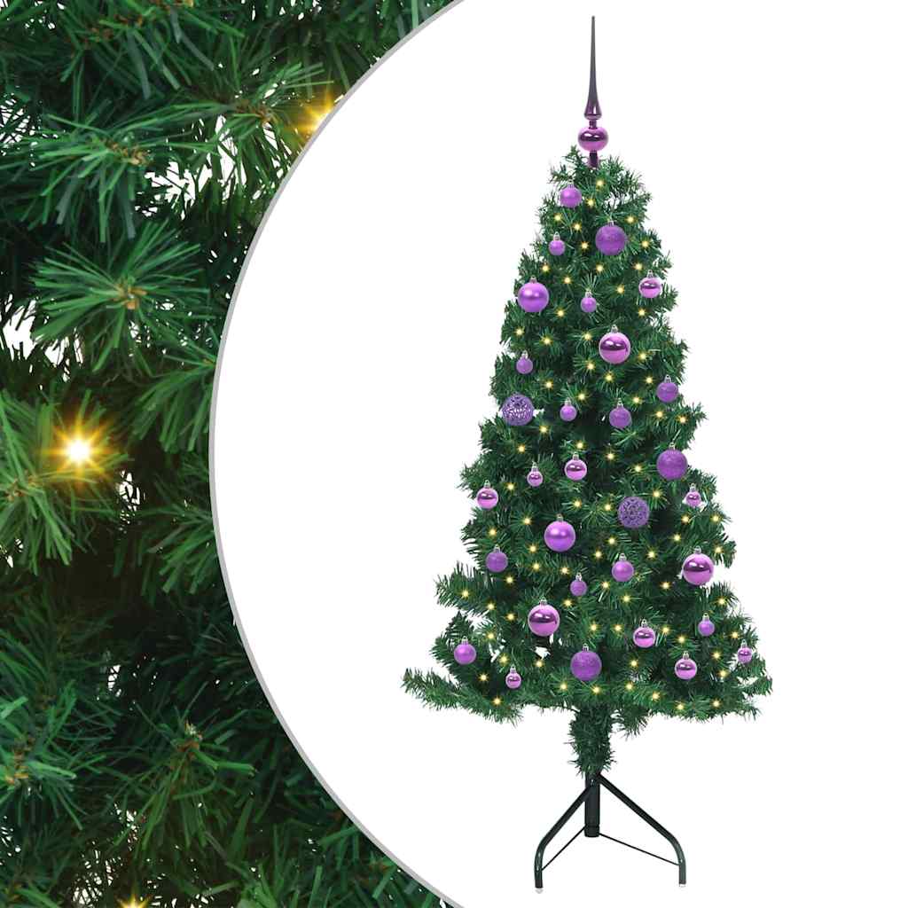 Árvore de Natal artificial de canto Verde 120 cm PVC e Metal