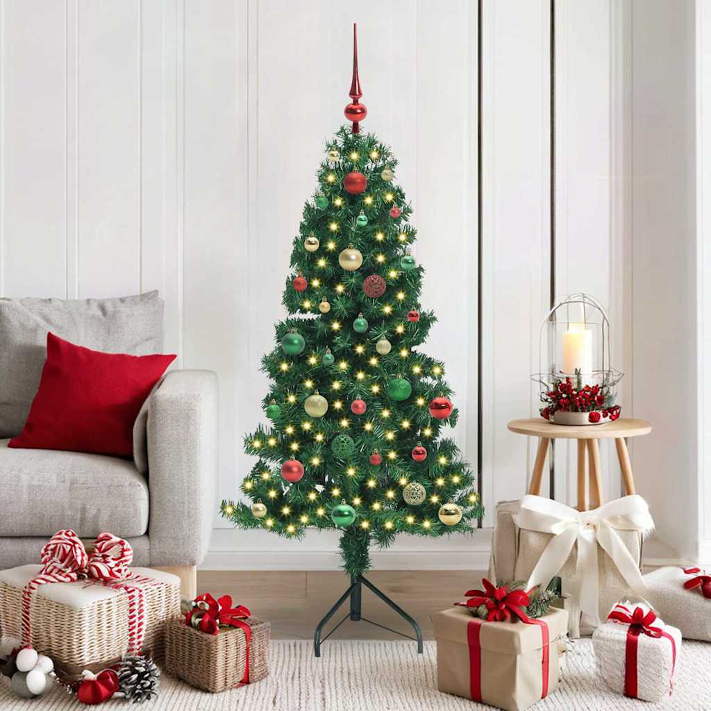 Árvore de Natal artificial de canto Verde 120 cm PVC e Metal