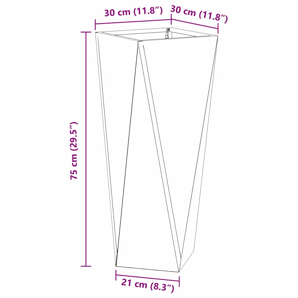 Floreira 2 pcs Antracite 50 x 50 x 75 cm Aço
