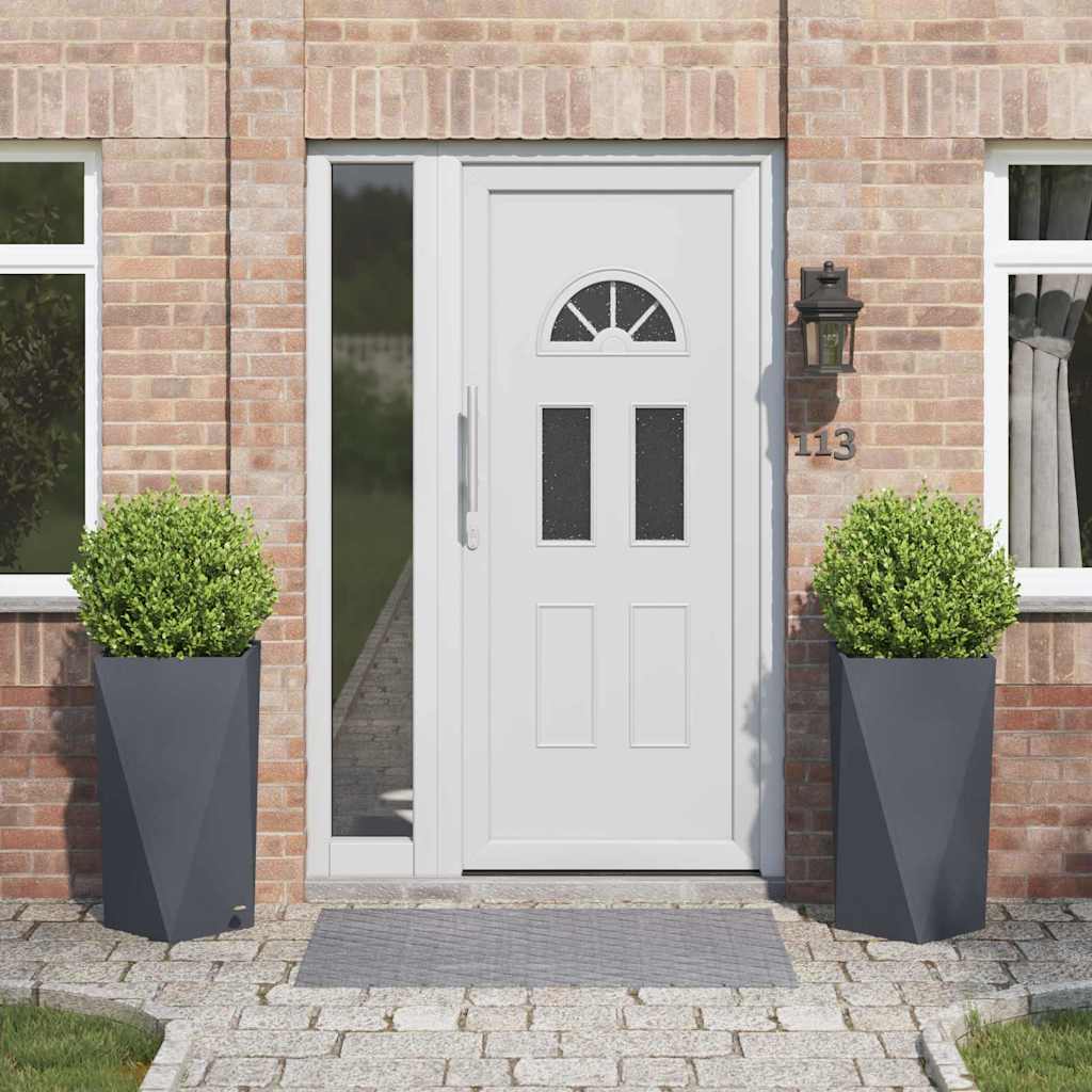 Floreira 2 pcs Antracite 50 x 50 x 75 cm Aço