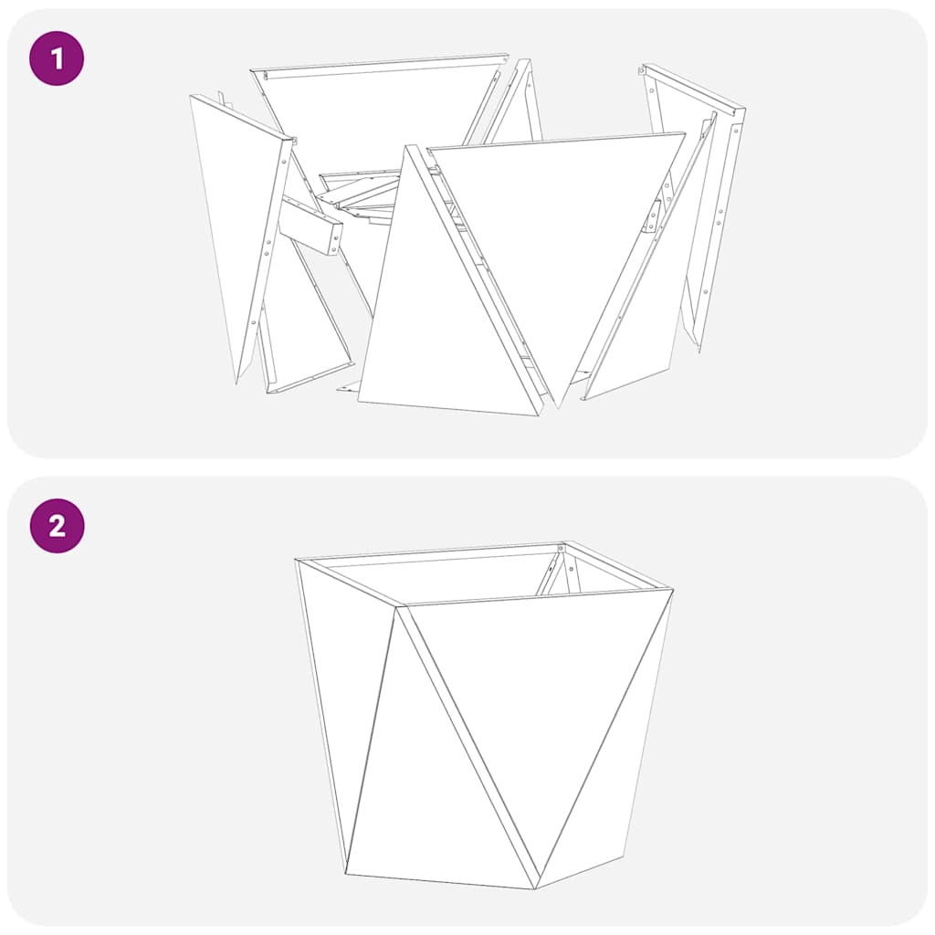 Floreira 2 pcs Antracite 50 x 50 x 75 cm Aço