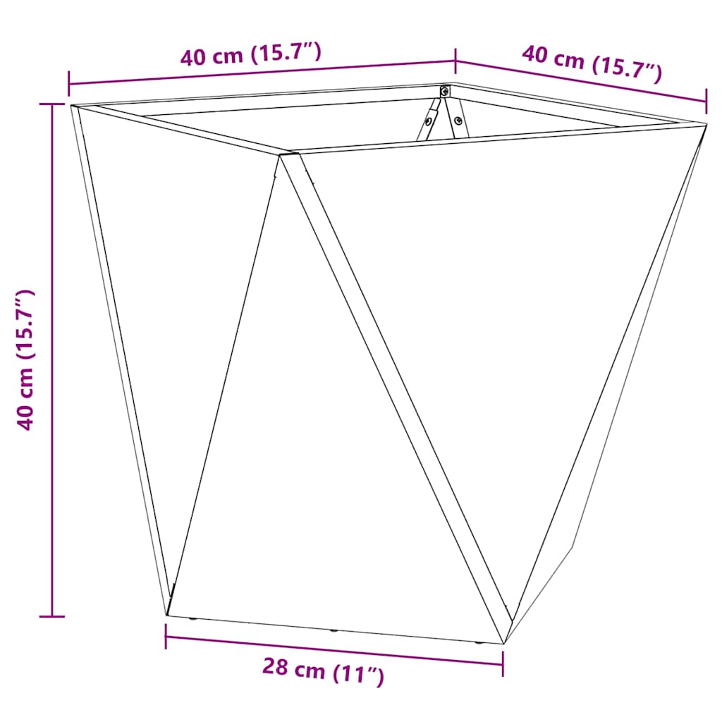 Floreira 2 pcs Antracite 50 x 50 x 75 cm Aço