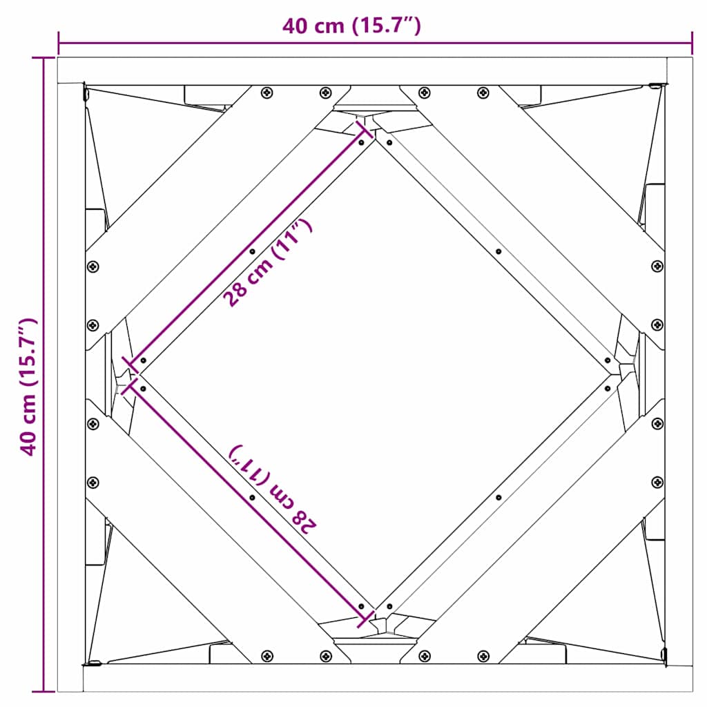 Floreira 2 pcs Antracite 50 x 50 x 75 cm Aço