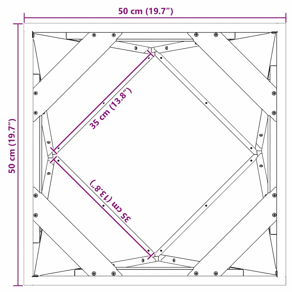 Floreira 2 pcs Antracite 50 x 50 x 75 cm Aço