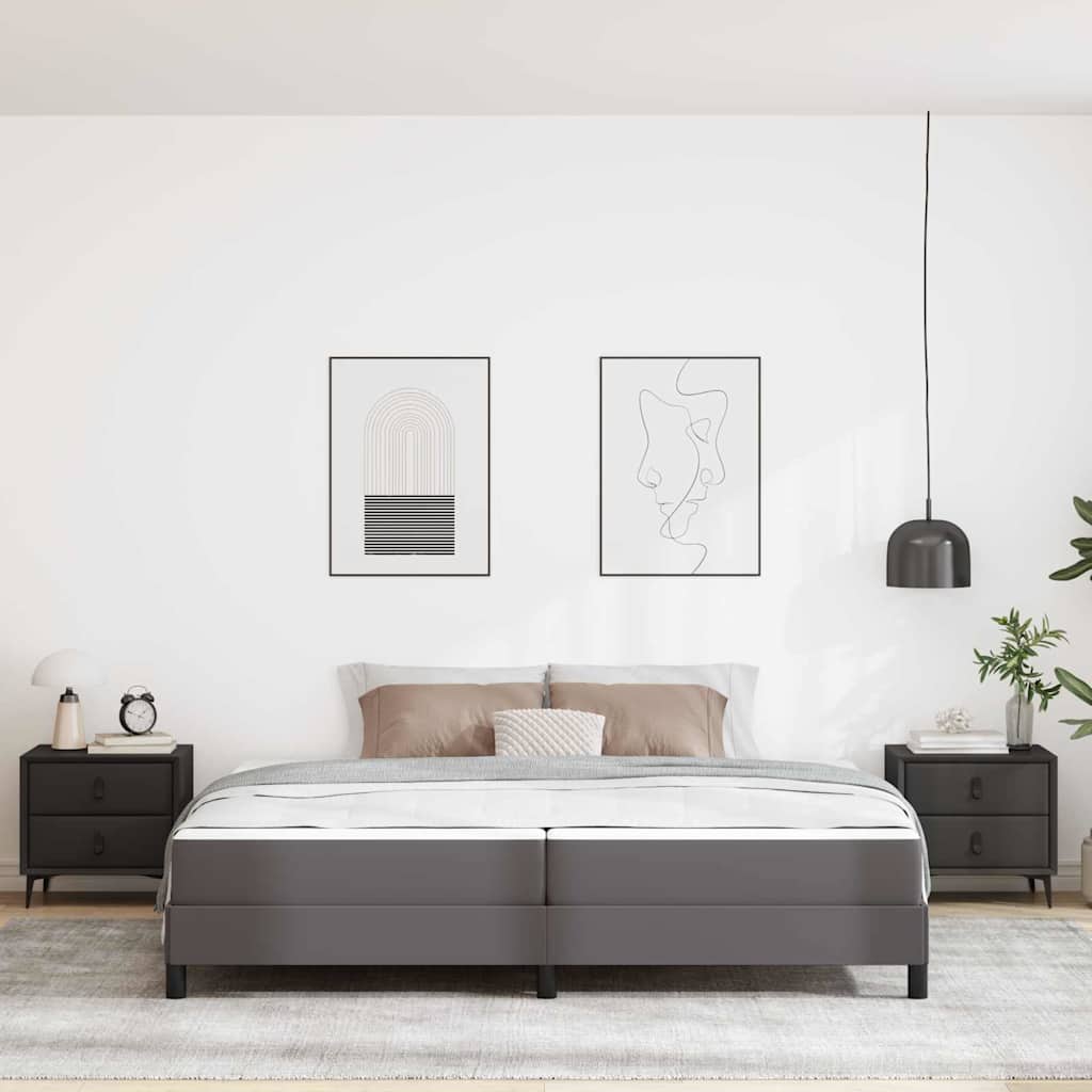 Cama com colchão Cinzeto 200 x 200 cm Couro sintético