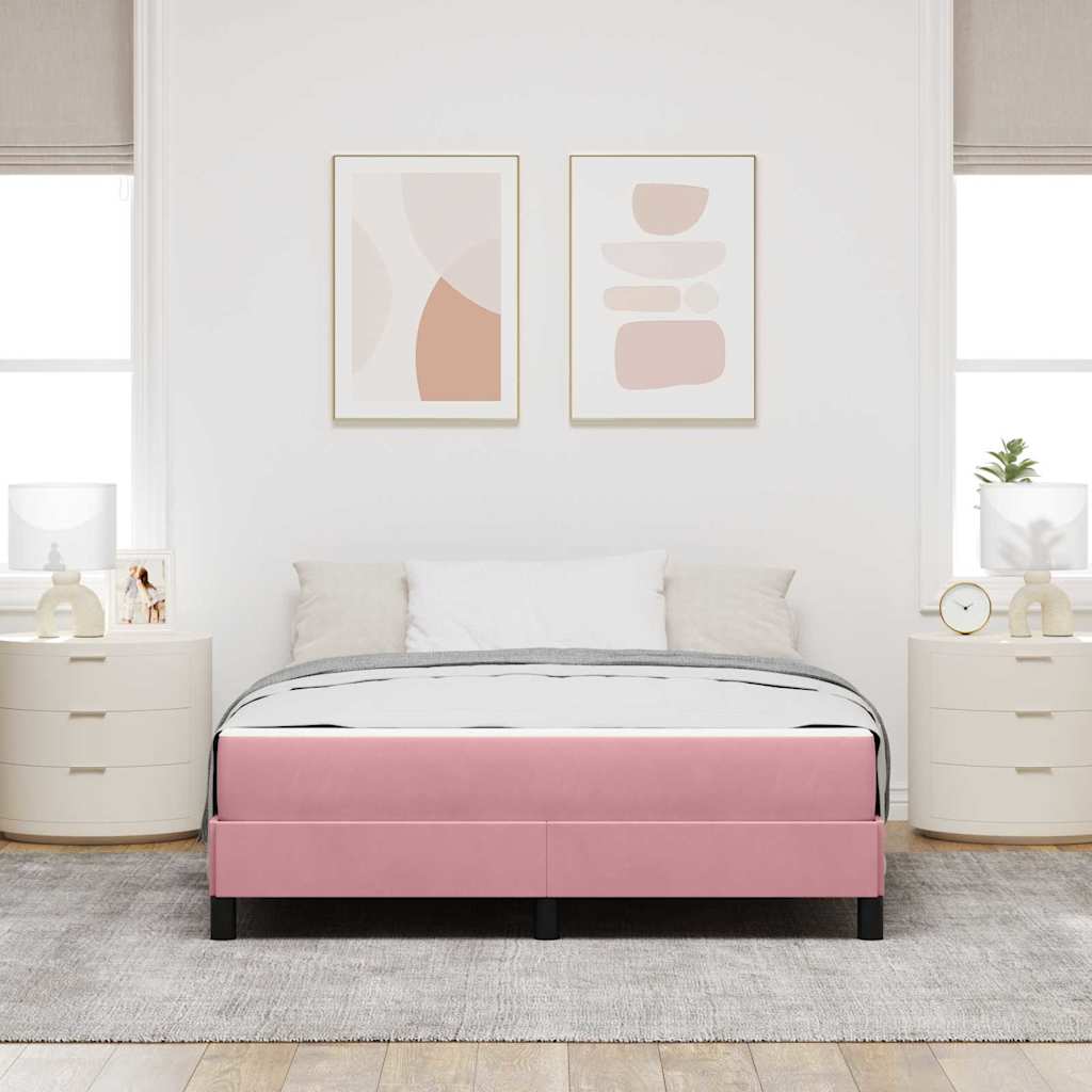 Cama Box com colchão Rosa 140 x 200 cm tecido