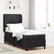Cama Box com colchão com cabeceira Preto 80 x 200 cm Veludo