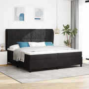 Cama Box com colchão com cabeceira Preto 200 x 200 cm Veludo