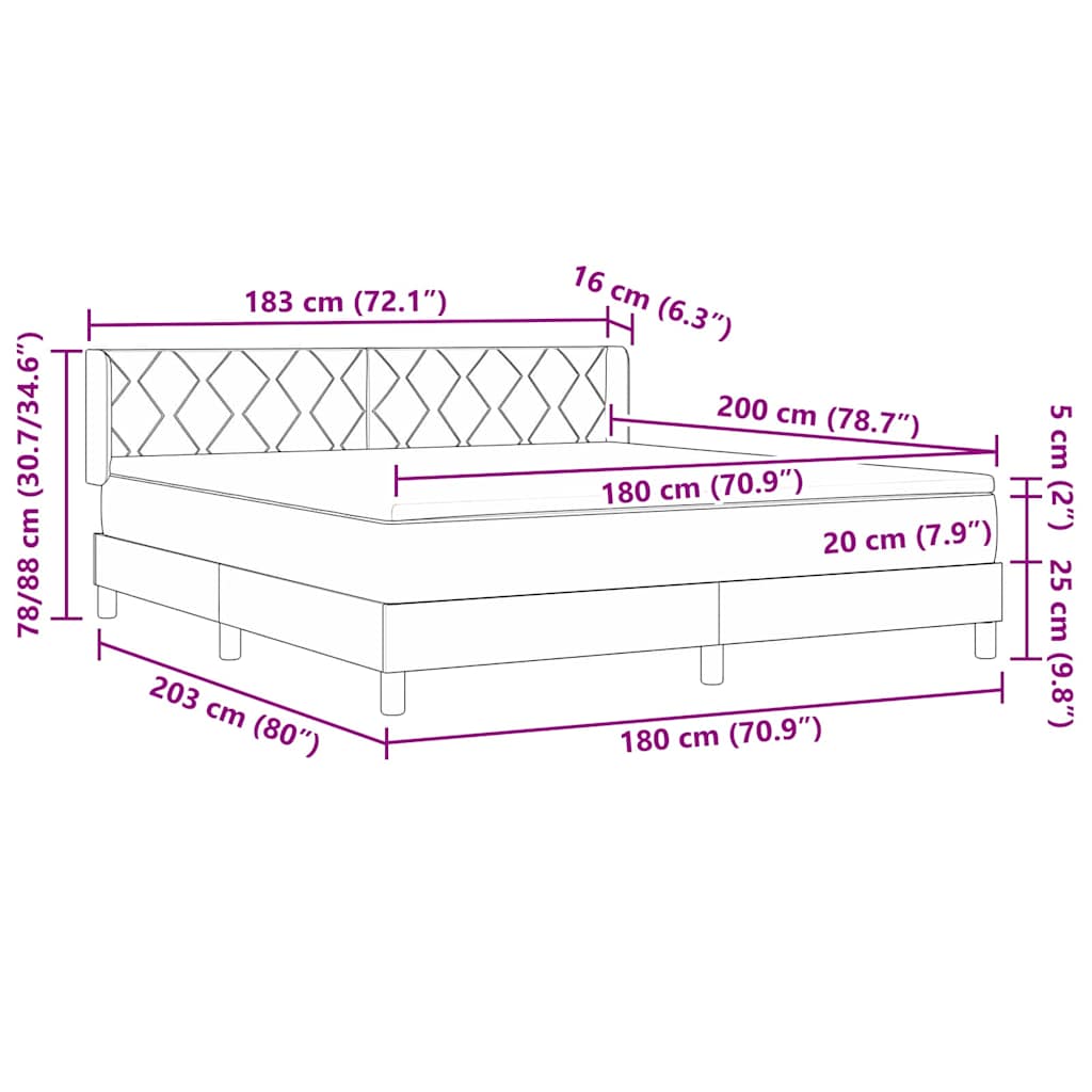 Cama box spring com colchão Cinzento-acastanhado 180 x 200 cm
