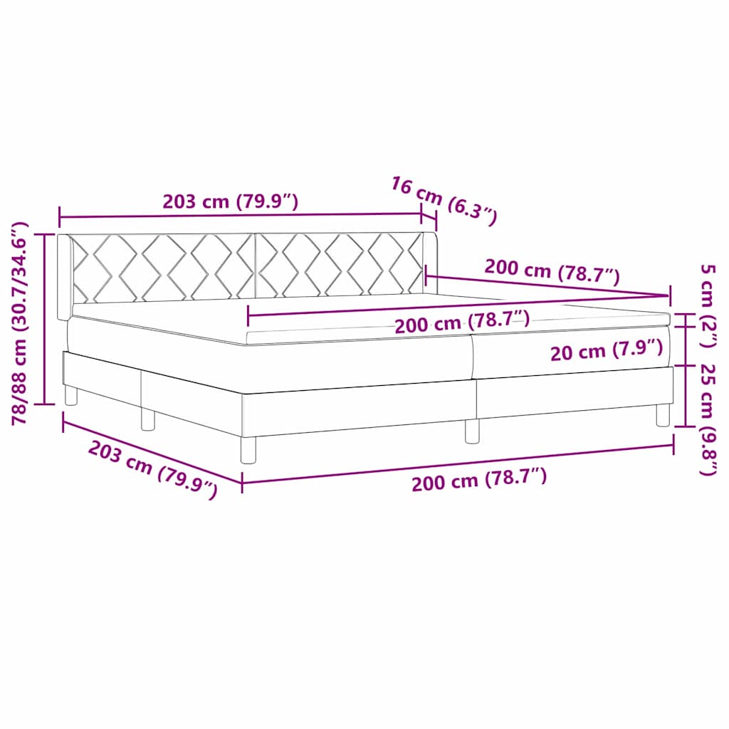 Cama box spring com colchão Cinzento-acastanhado 200 x 200 cm