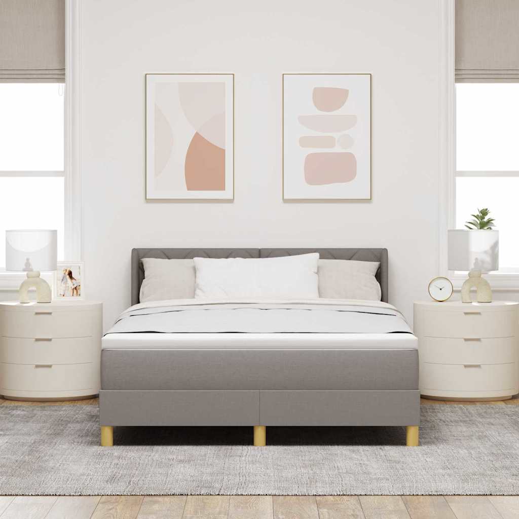 Cama com Estrado Cinzento-acastanhado 140 x 190 cm tecido