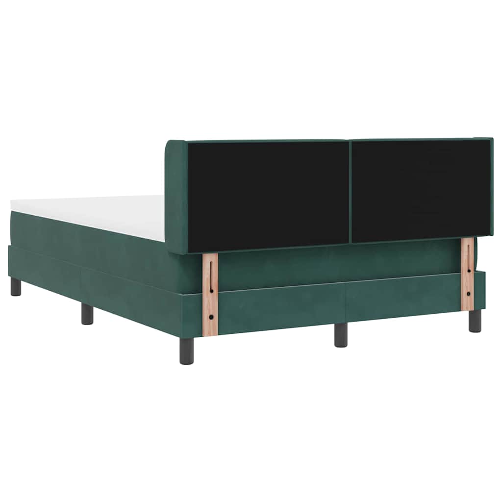 Cama Box com Colchão Preta 100x200 cm Veludo Verde-escuro