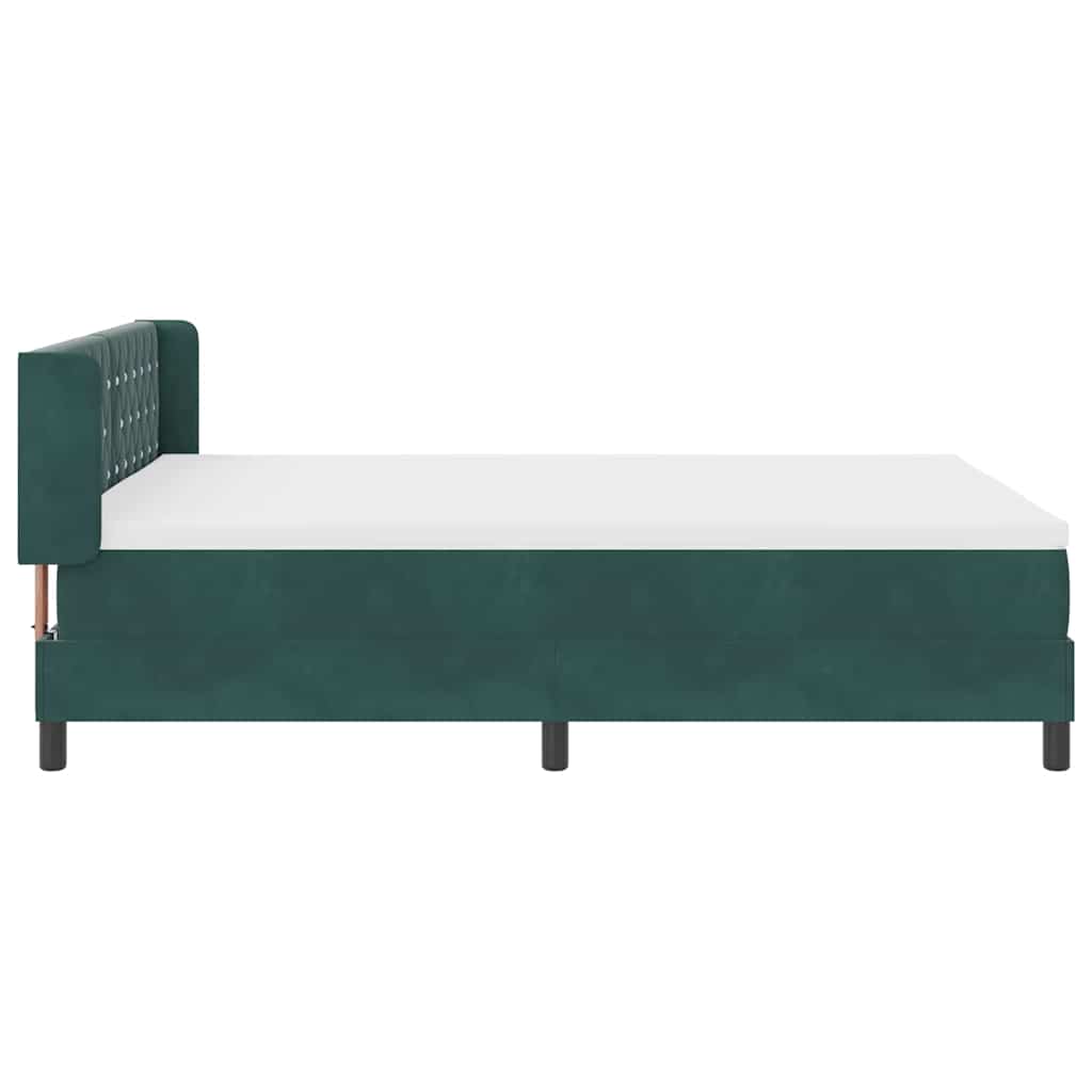 Cama Box com Colchão Preta 100x200 cm Veludo Verde-escuro