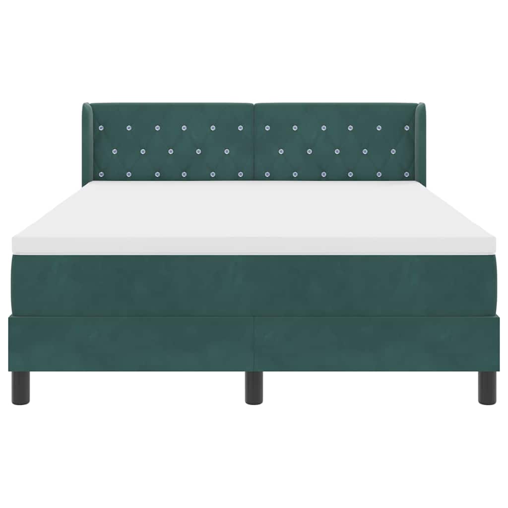 Cama Box com Colchão Preta 100x200 cm Veludo Verde-escuro