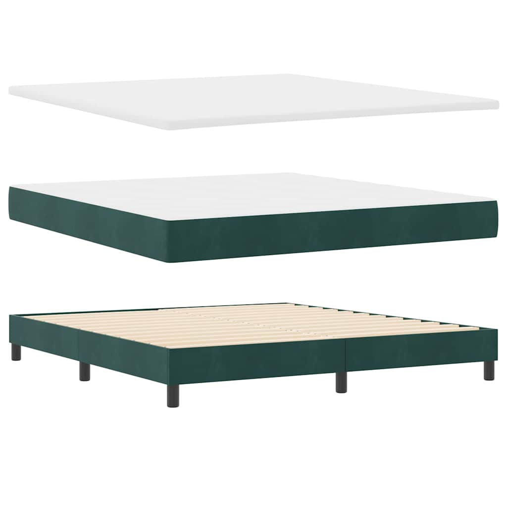 Cama Box com Colchão Preta 100x200 cm Veludo Verde-escuro