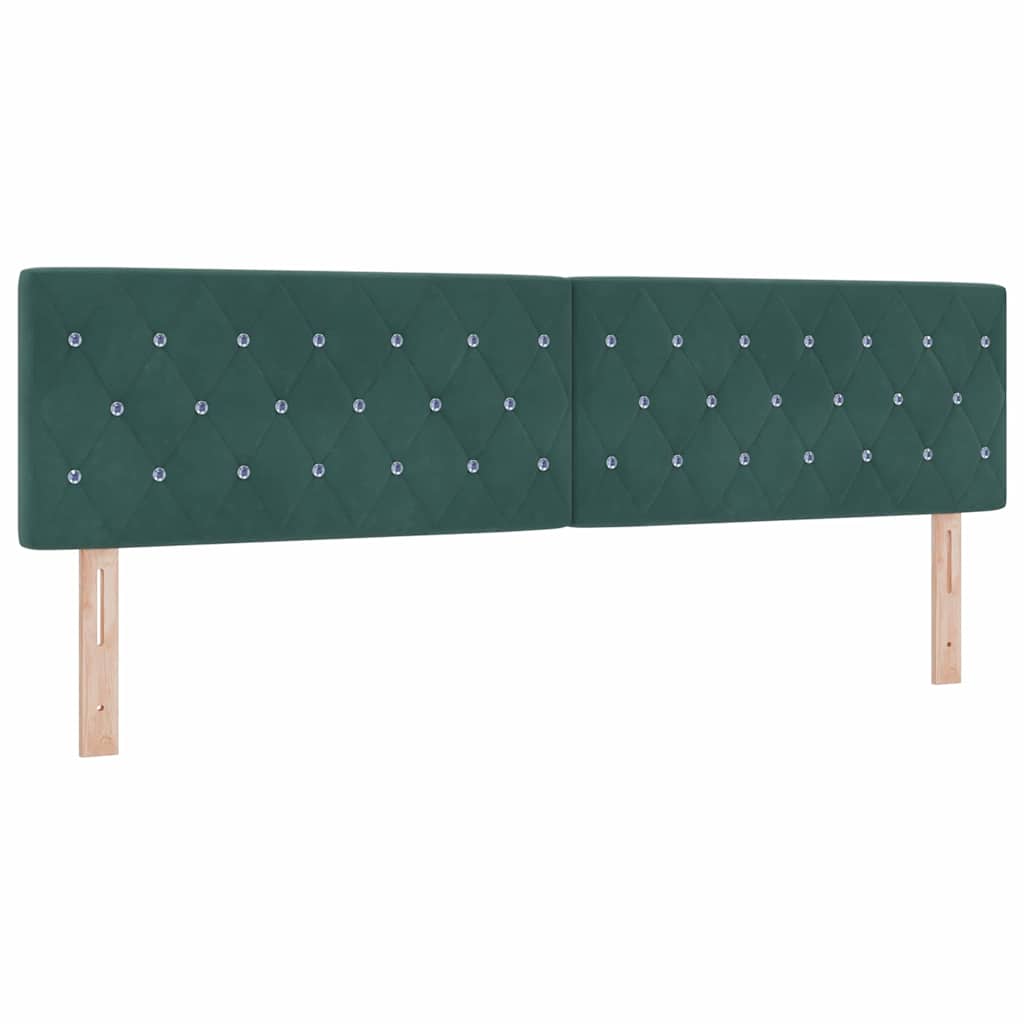 Cama Box com Colchão Preta 100x200 cm Veludo Verde-escuro