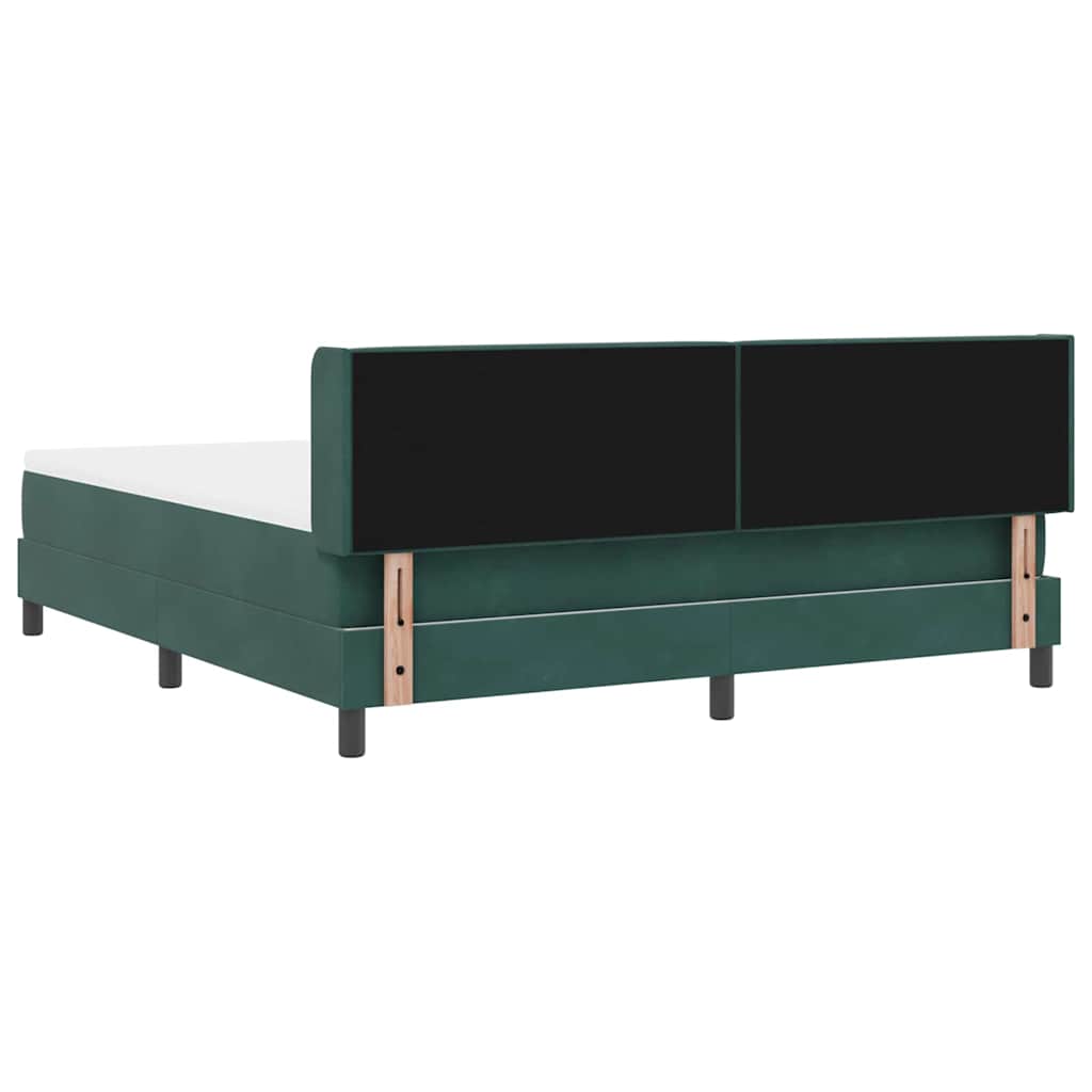 Cama Box com Colchão Preta 100x200 cm Veludo Verde-escuro