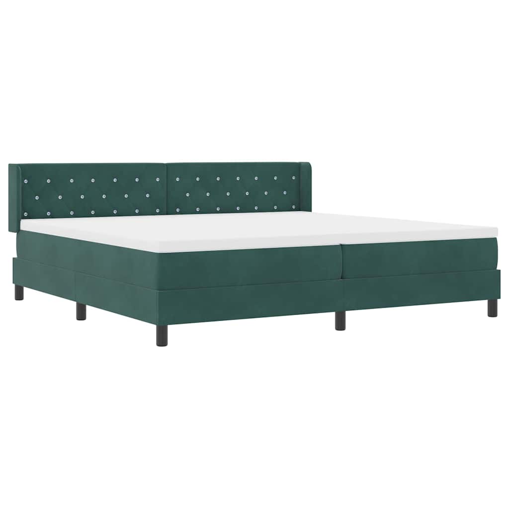 Cama Box com Colchão Preta 100x200 cm Veludo Verde-escuro