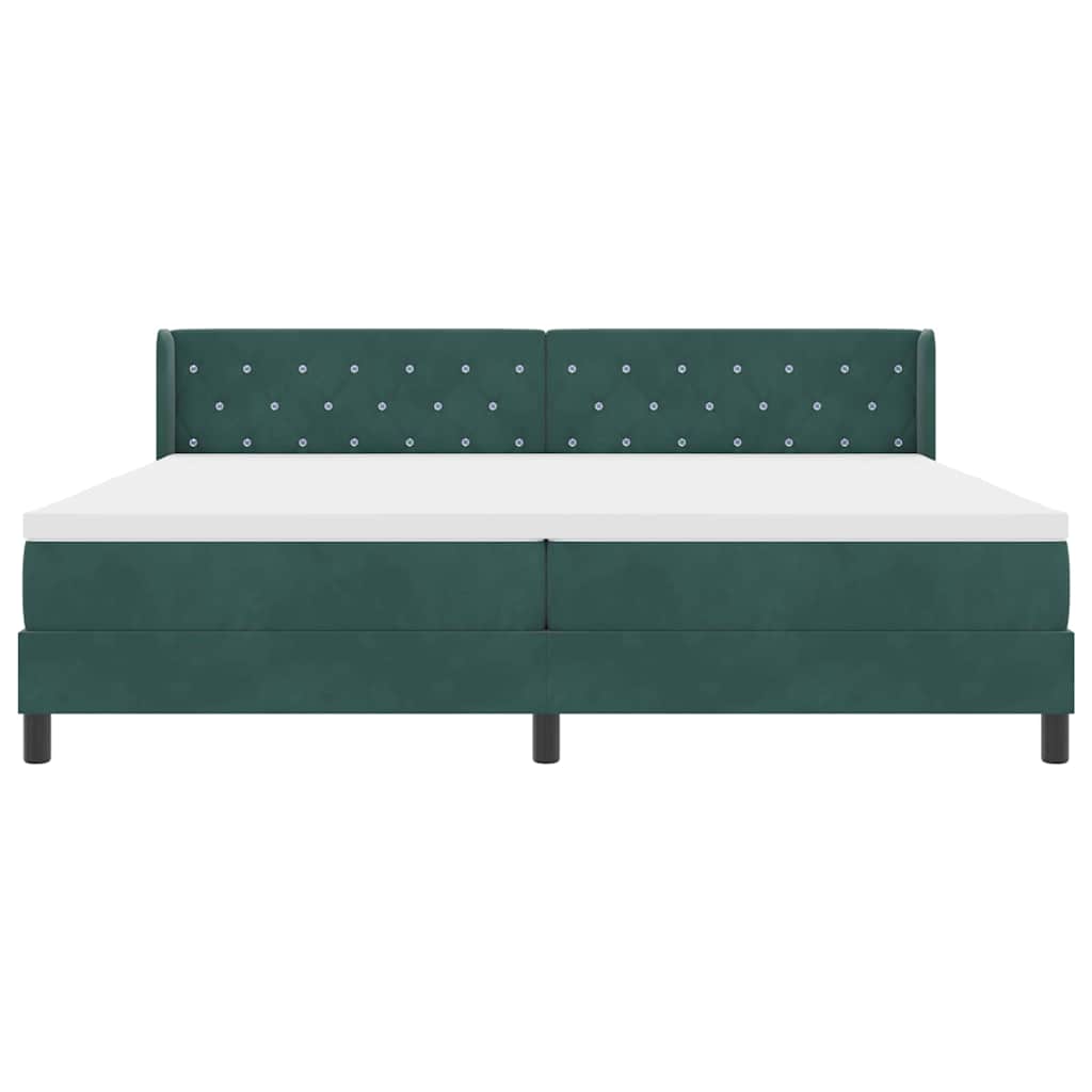 Cama Box com Colchão Preta 100x200 cm Veludo Verde-escuro