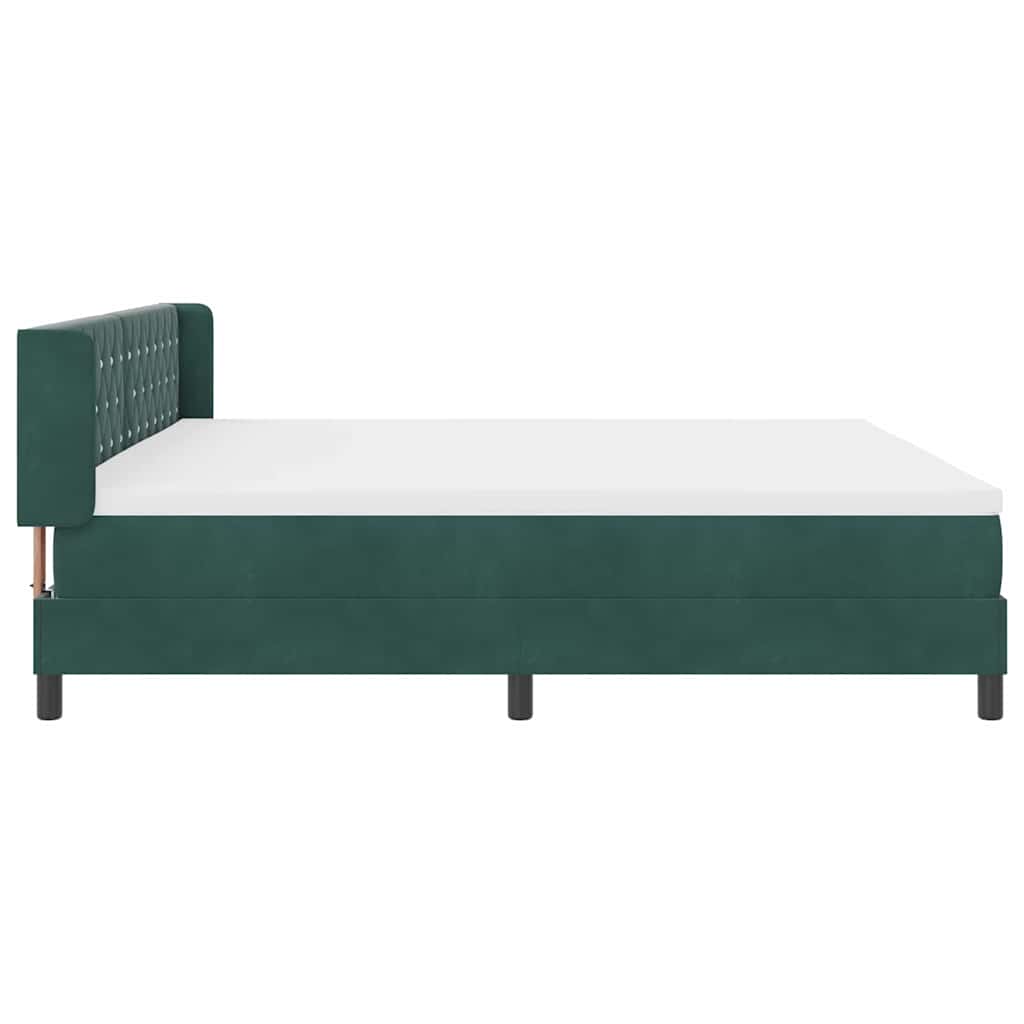 Cama Box com Colchão Preta 100x200 cm Veludo Verde-escuro