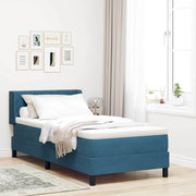 Cama Box com Colchão Preta 100x200 cm Veludo Azul escuro