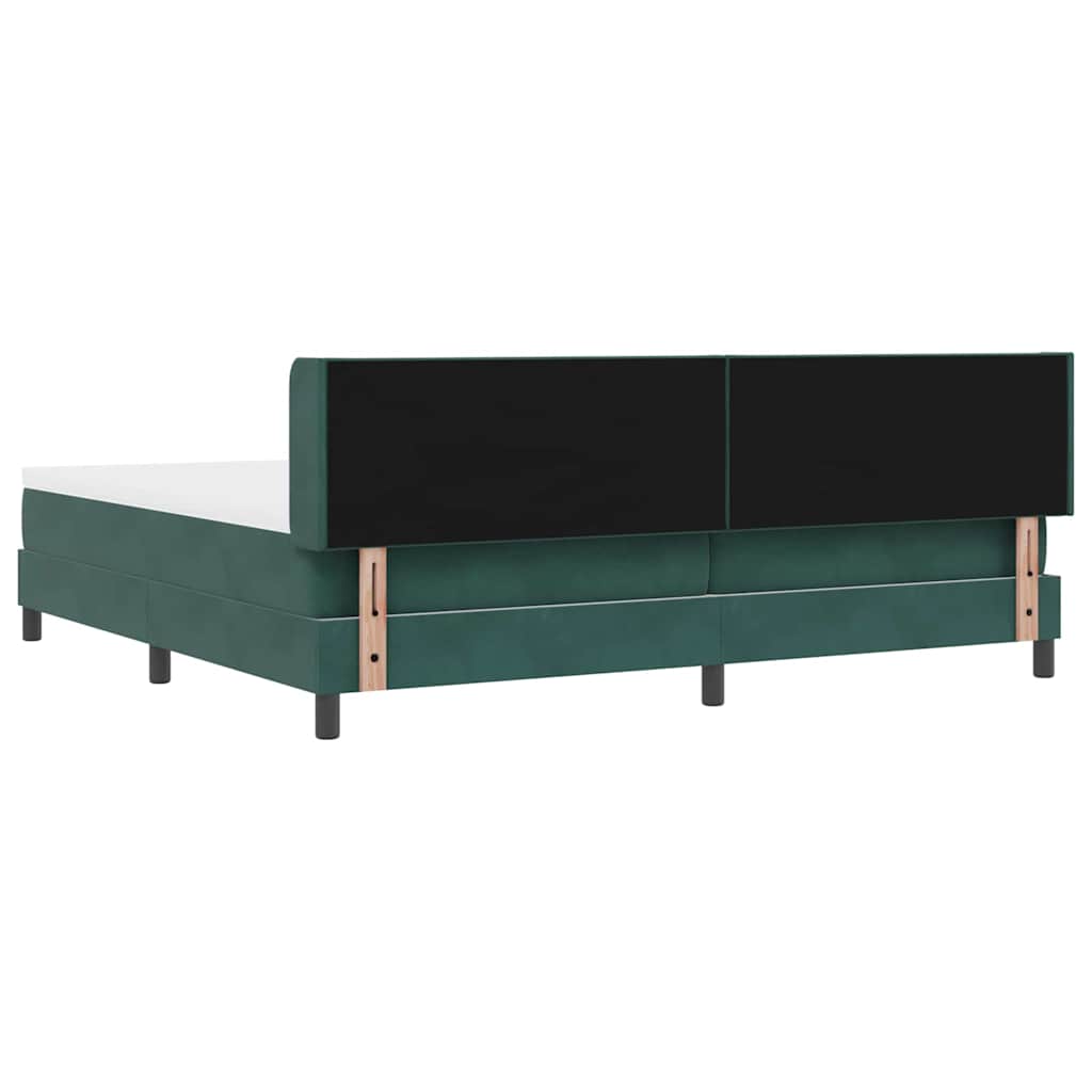 Cama Box com Colchão Preta 100x200 cm Veludo Verde-escuro
