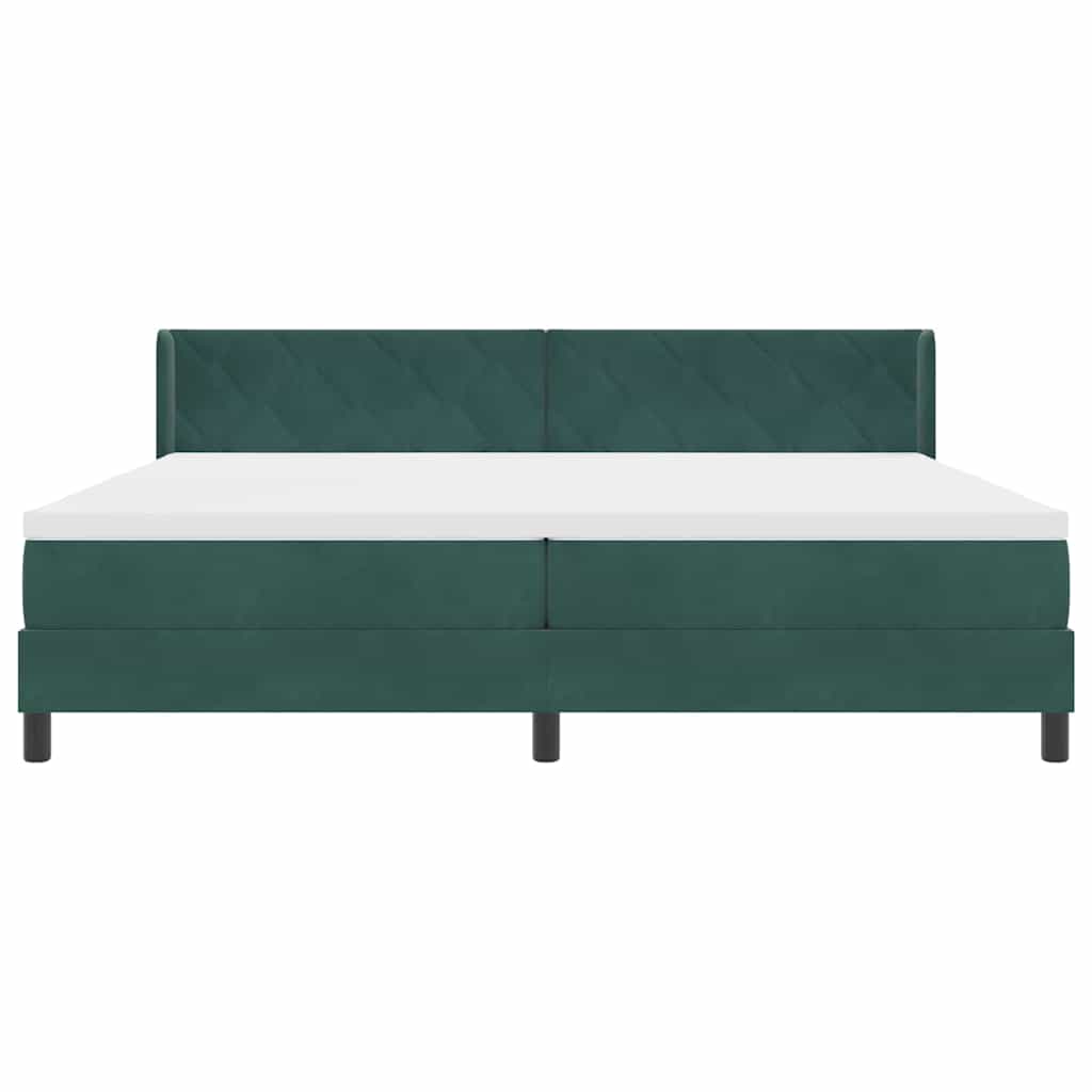 Cama Box com Colchão Preta 100x200 cm Veludo Verde-escuro