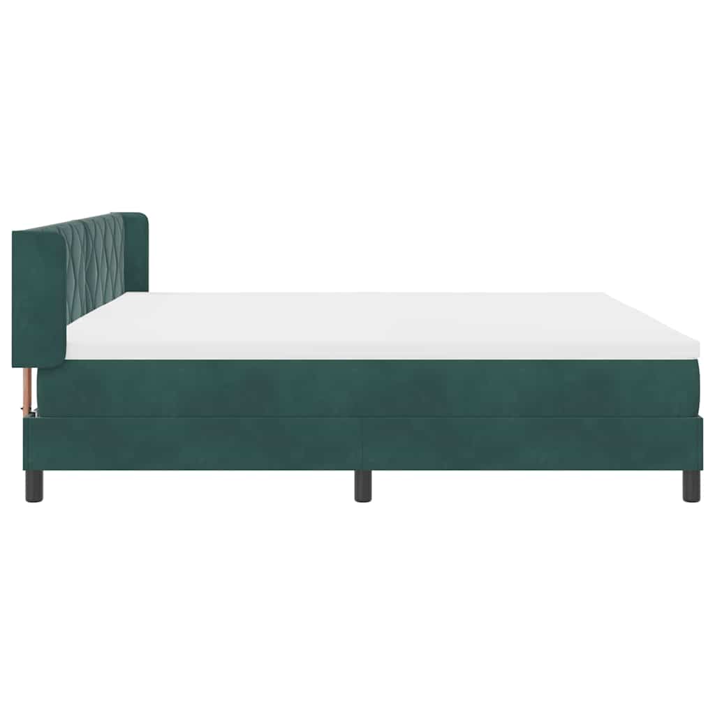 Cama Box com Colchão Preta 100x200 cm Veludo Verde-escuro