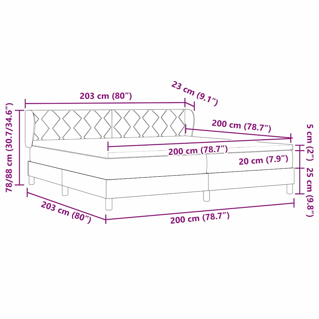 Cama Box com Colchão Preta 100x200 cm Veludo Verde-escuro