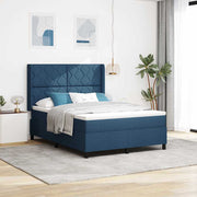 Cama Box com colchão com cabeceira Azul 160 x 200 cm tecido